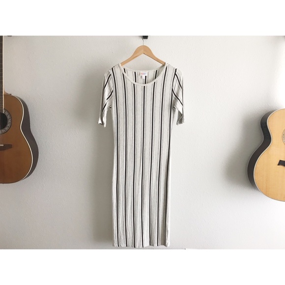 LuLaRoe Dresses & Skirts - Lularoe Julia Grey + Black Stripe Dress
